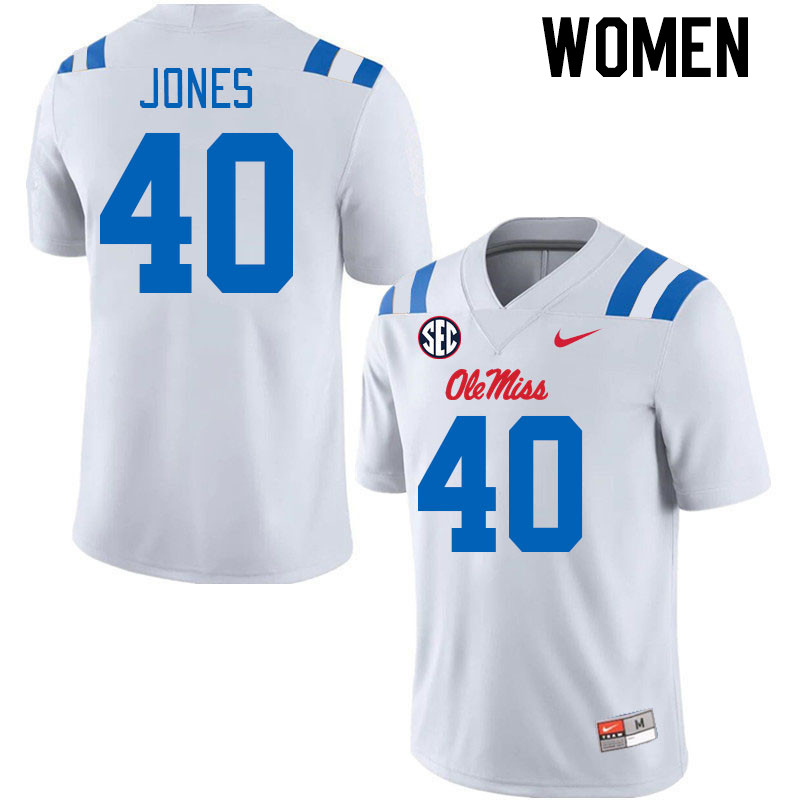 Women #40 Matt Jones Ole Miss Rebels 2024 New Uniforms College Football Jerseys Stitched-White